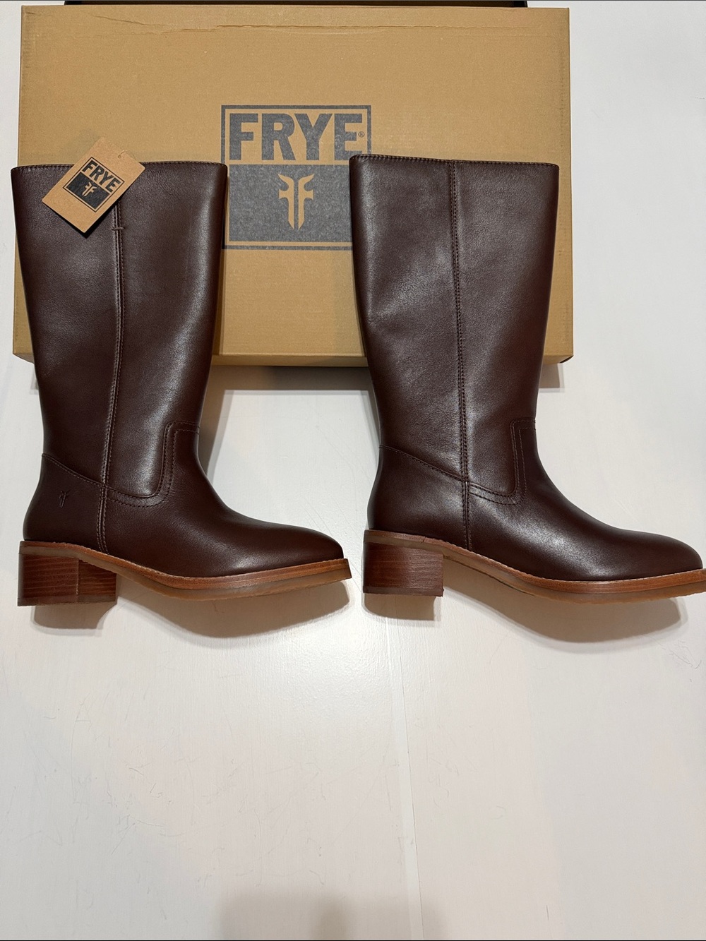 Frye Camryn Tall Pull On Boots Chocolate Brown 8 NIB